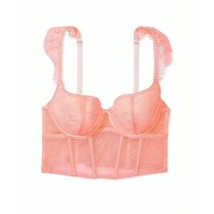 Victoria’s Secret Dream Angels Lace Cap-Sleeve Corset Top Neon Nectar Size S-DD
